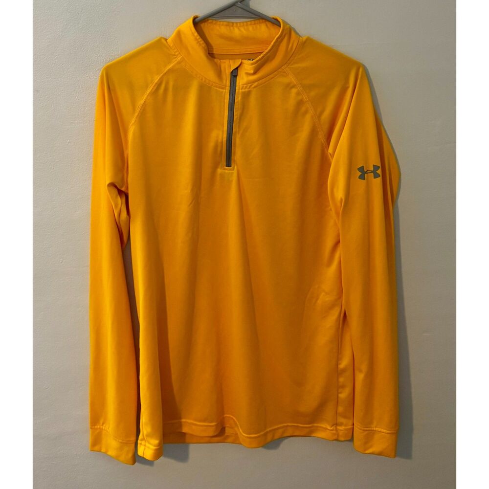 Under Armour HeatGear® Loose Fit ¼‑Zip Pullover – Bright Yellow, Men’s Small